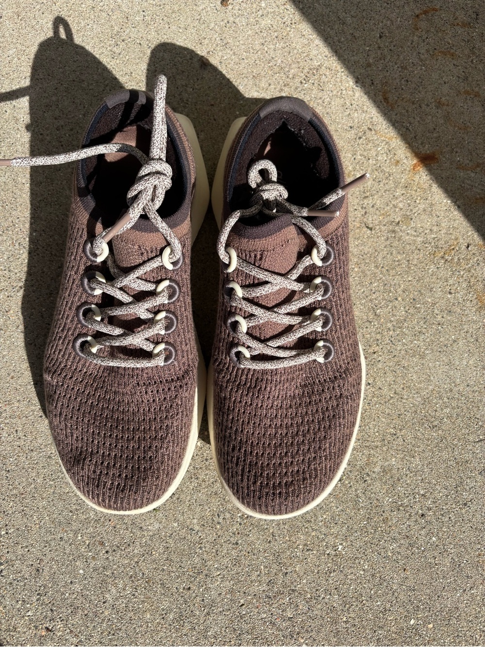 allbirds Men's Knit Lace-Up Sneakers in Brown and Cream